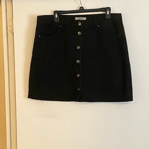 Button Front Denim Skirt